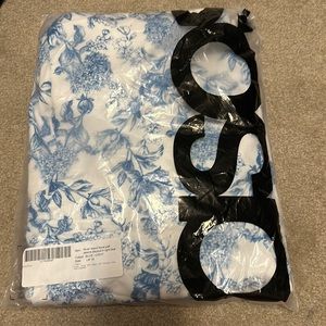 River island floral puff sleeve play suit in light blue